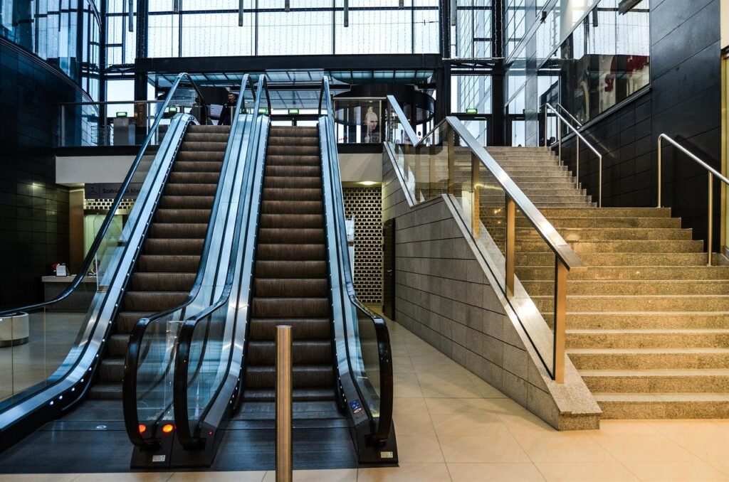 stairs, mobile, shopping mall